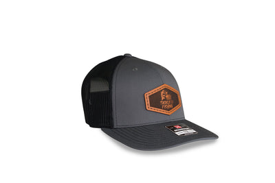 Tackle 22 Grey and Black Transposed Leather Patch Snapback
