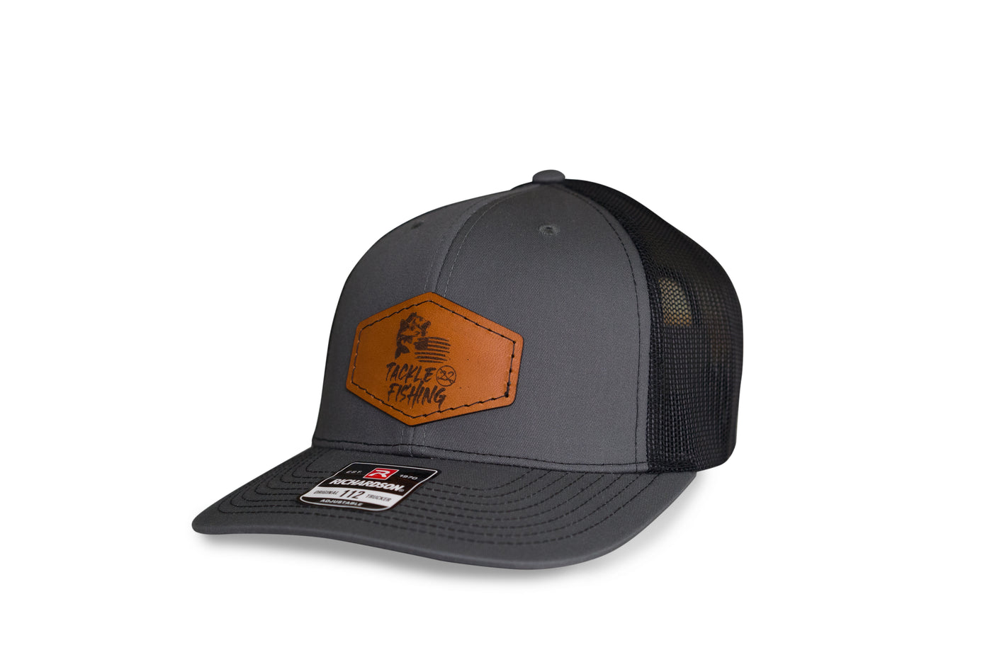 Tackle 22 Grey and Black Leather Patch Hat