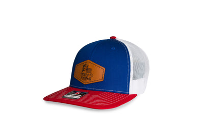The Patriot: Tackle 22 Red/White/Blue Leather Patch Snapback